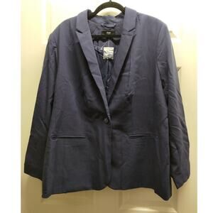 Ellos NWOT Women's Plus Size 22 Navy Blue One-Button Blazer Jacket